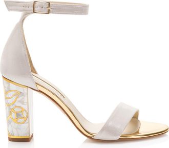 Freya Rose Rozu Ankle Strap Pearl Heel Sandal in Champagne at Nordstrom, Size 36