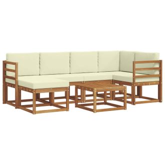 vidaXL Conjunto De Sof&aacute;s De Exterior Con Coj&iacute;n 7 Pcs Natural Y Crema Vidaxl