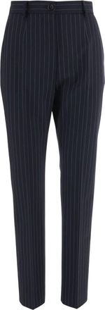 Dolce & Gabbana Pantalones de Raya de Lana el&aacute;stica - Trousers - Mujer - Azul - M