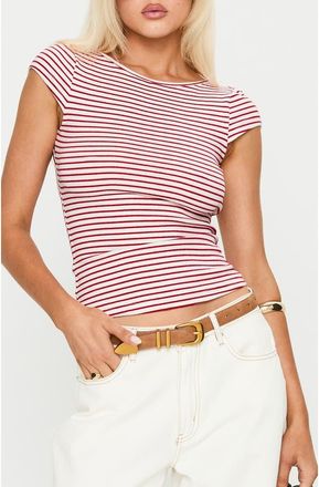 Princess Polly Drives Me Crazy Backless Top in Red Stripe at Nordstrom, Size 10