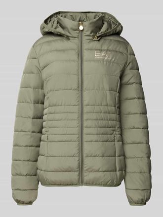 Emporio Armani Steppjacke mit Label-Print in Oliv, Größe XL