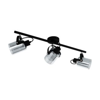 Loops Flush Ceiling Light Black Chrome Transparent Glass Vaporized Bulb E27 3x40W