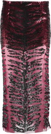 Pinko Sequin Midi Skirt - Black/Bordeaux