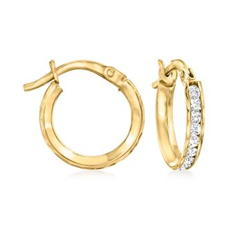 Ross-Simons CZ Huggie Hoop Earrings in 14kt Yellow Gold