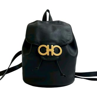 Ferragamo Black Leather Backpack (Pre-Owned)