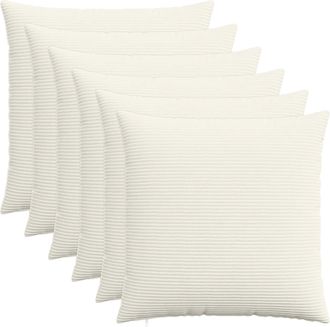 vidaXL Funda De Almohada 6 Pcs Heerlen Crema 55 X 55 Cm Pana Vidaxl