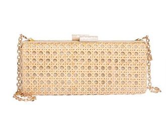 Raf&eacute; New York Alessandra Rattan Long Clutch in Ivory at Nordstrom, Size Small
