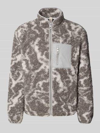 Only & Sons Regular Fit Teddyfell-Jacke mit Allover-Muster Modell JAIMY in Mittelgrau, Gr&ouml;&szlig;e XXL