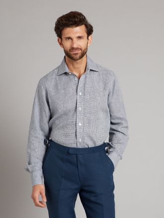Oliver Brown Linen shirt - Puppytooth Navy