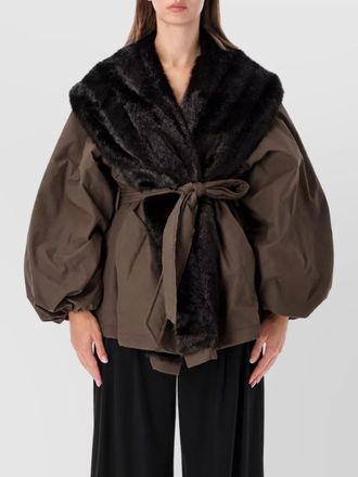Magda Butrym belted faux fur parka coat
