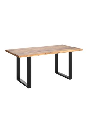 ambia GARDEN Gartentisch, Schwarz, Akaziefarben, Holz, Metall, Akazie, vollmassiv, rechteckig, U-Form, 80x76x140 cm, FSC, Holzm&ouml;bel, Holztische, Gartentische Holz