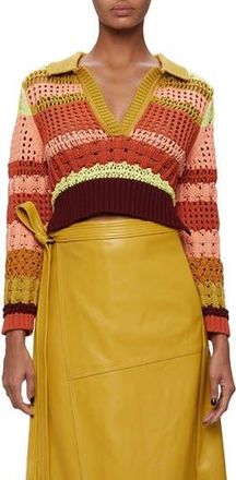 SIMKHAI Otis Mix Stitch Crochet Sweater in Merlot Multi at Nordstrom Rack, Size X-Small