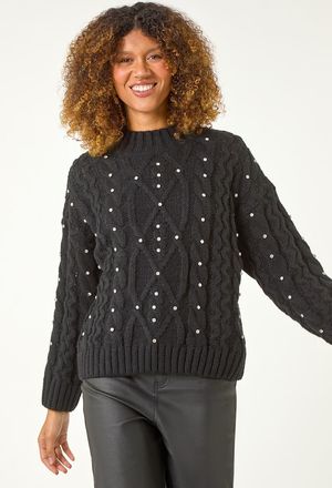 Roman Sparkly Cable Knit Jumper
