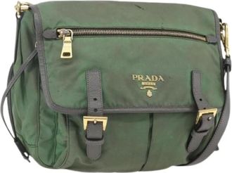 Prada Pre-owned Cross Body Bags, female, Green, Size: ONE SIZE Pre-owned Nylon Cross Body Bag