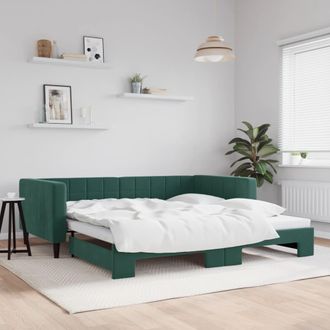 vidaXL Sof&aacute; Cama Nido Terciopelo Verde Oscuro 100x200 Cm Vidaxl