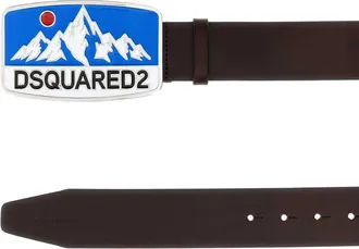 Dsquared2 Leather Mountain Logo Buckle Belt - Brown