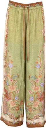 Zimmermann Wide-Leg Silk Pants with Intricate Floral Motifs