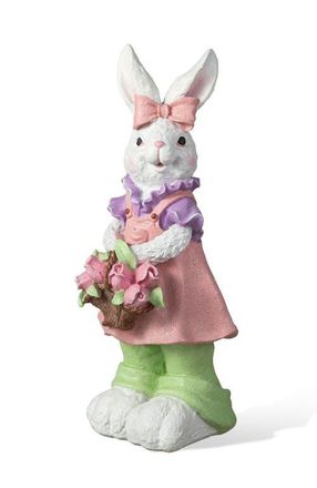 Glitzhome 17H Easter Resin Bunny Girl or Boy Table Decor in Pink at Nordstrom, Size Medium