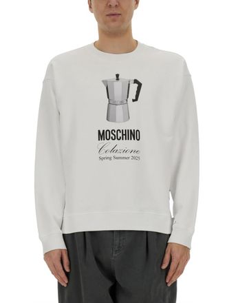 Moschino White Crew Neck Sweatshirts