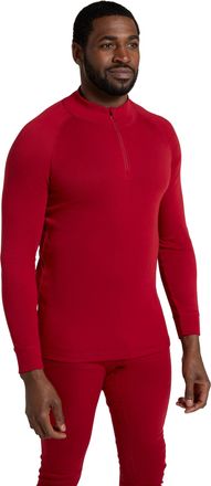 Mountain Warehouse Talus Mens Thermal Baselayer Top - Long Sleeve Sweater, Zip Neck, Quick Drying Pullover, Breathable, Lightweight - Great for, Travelling Red (Zip Neck