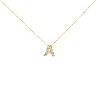 House of Brilliance Yellow Gold Vermeil.925 Sterling Silver Diamond Accent A-Z Initial Bubble Pendant Necklace
