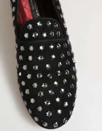 Dolce & Gabbana Black Crystal Embellished Loafers Dress Mens Shoes (Pre-Owned)