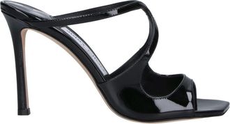 Jimmy Choo London Lacquered Leather Slip-On Mules With Square Toe