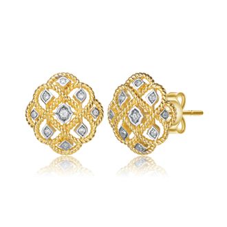 Rachel Glauber 14k Gold Plated And Cubic Zirconia Stud Earrings