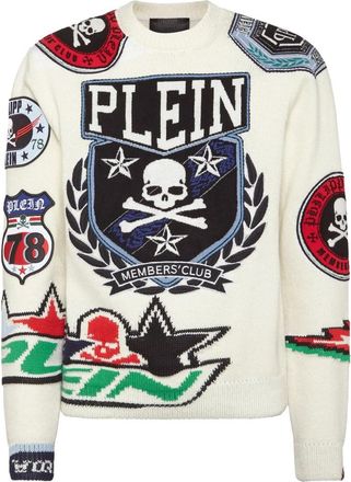 Philipp Plein Round-neck Truien - Heren - Ronde hals truien - Wit - L - Truien & Vesten