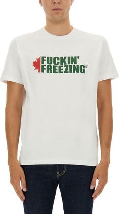 Dsquared2 Crew Neck T-Shirt With Maple Leaf Graphic