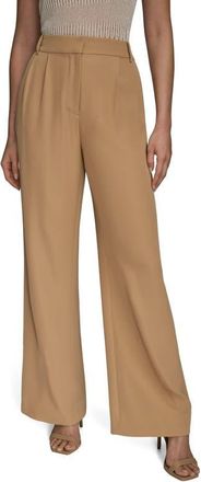 DKNY Pleated Wide Leg Pants in Fawn at Nordstrom, Size 10