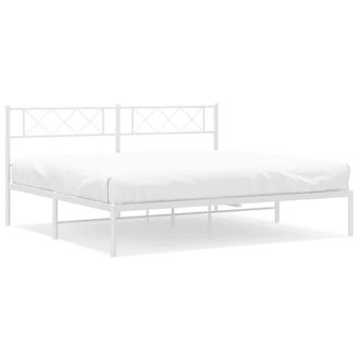 Berkfield Home Metal Bed Frame with Headboard White 193x203 cm