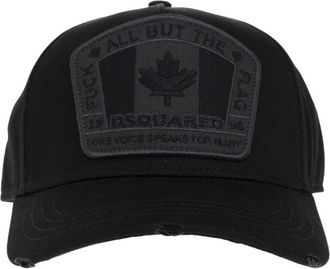 Dsquared2 D2 Patch Baseball Cap - Heren - Petten - Zwart - ONE Size - Katoen - Accessoires