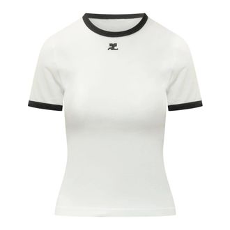 Courr&egrave;ges Dames, Tops, Wit, Maat: L Katoen