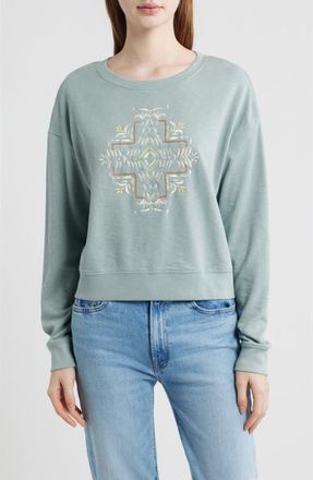 Pendleton Embroidered Cotton Sweatshirt in Sage at Nordstrom, Size X-Large