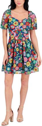 Kensie Embroidered Mesh Mini Dress