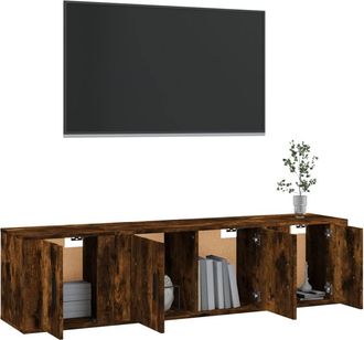 Berkfield Home Classic 3 Piece TV Cabinet Set Smoked Oak Engineered Wood in Brown