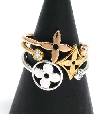 Louis Vuitton Yellow Gold (18K) Pink Gold (18K) White Gold (18K) Band Ring (Pre-Owned)