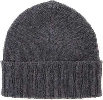 KANGRA Grey Beanie With Ribbed Design In Cashmere Man