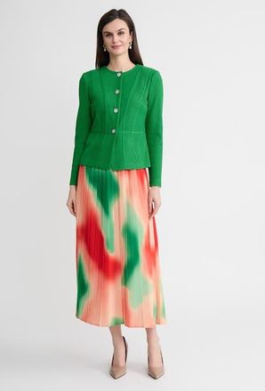 Misook Tailored Tonal Princess Seam Knit Jacket in Clover Field at Nordstrom, Size Xx-Large