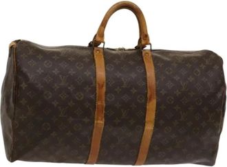 Louis Vuitton Tweedehands Canvas Louis Vuitton tassen - Dames - Vintage Weekendtas - Bruin - ONE Size - Leer - Vintage
