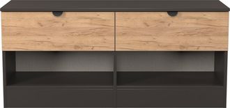 Lewis's Bora 2 Drawer Bed Box in Gold Craft Oak & Graphite - Ready Assembled - Lewiss Home | TJ Hughes