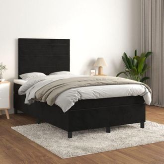 vidaXL Cama Box Spring Con Colch&oacute;n Terciopelo Negro 120x200 Cm Vidaxl