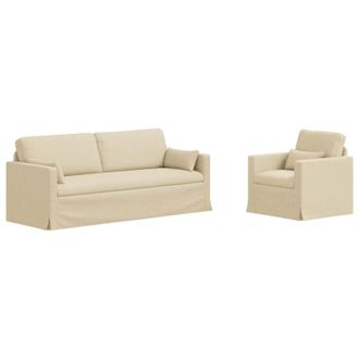 vidaXL Juego De Sof&aacute; 2 Uds. Crema Tela Vidaxl