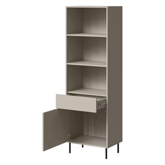 Dmora Biblioteca Pioraco, Estanter&iacute;a Un Caj&oacute;n, 3 Estantes, Con Patas Met&aacute;licas, 60x39x184h Cm Beige