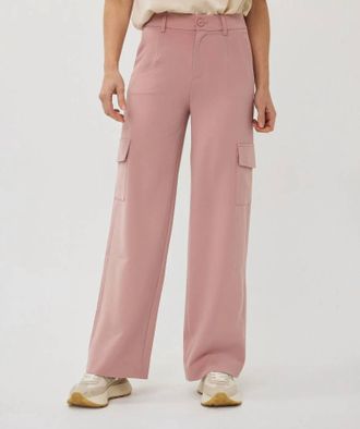 Esqualo Tira Wide Cargo City Trousers In Chalk Pink