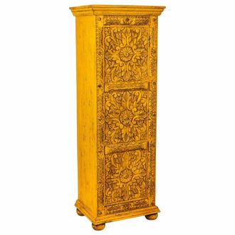 Wanderlust Deco Armario de madera artesanal amarillo 53x40x149
