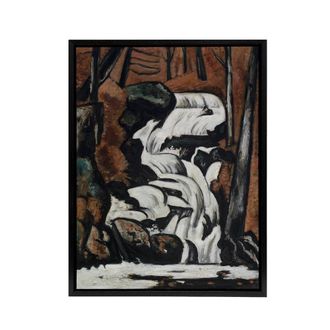 Artery8 Smelt Brook Falls Landscape Marsden Hartley Black Framed Canvas Art in Brown | Size: W24 x H32