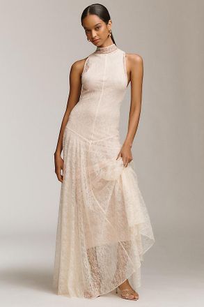 De La Vali Foehn High-Neck Lace Maxi Dress