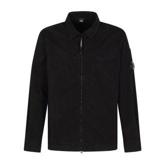 C.P. Company Light Jackets, male, Black, Size: 2XL Gabardine Zipped Overshirt